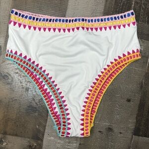NWOT Bar III Be-Weave It Embroidered Edge High Waist Bikini Bottom XS